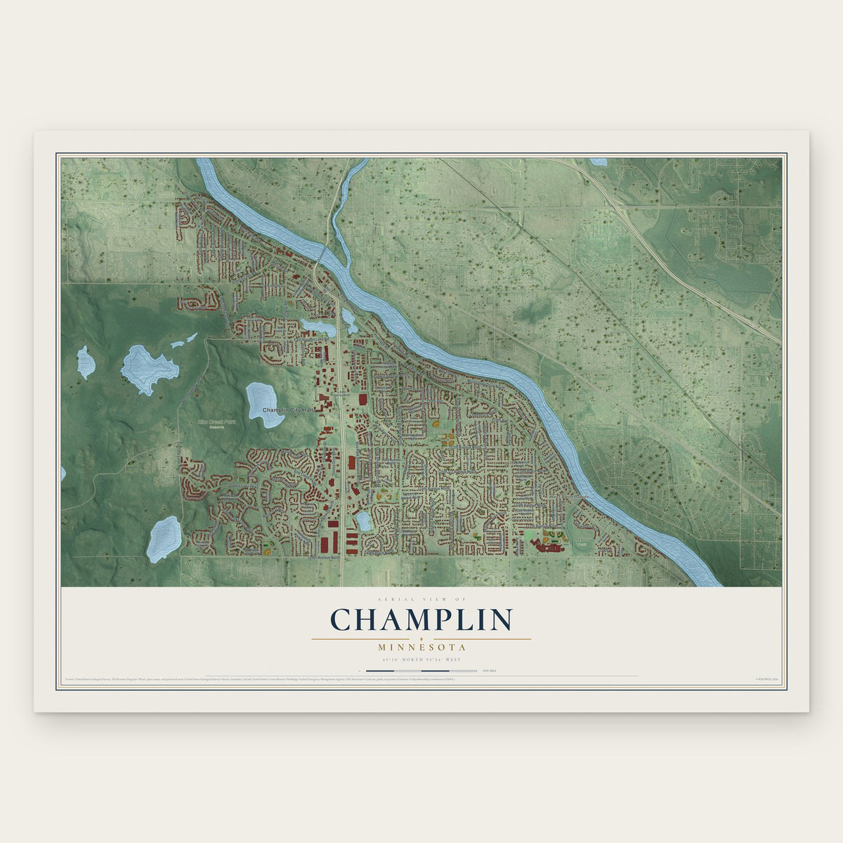 Champlin, Minnesota map print, the full design