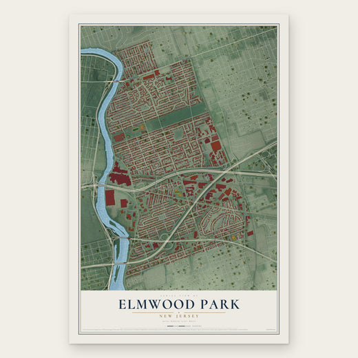 Elmwood Park, New Jersey map print, the full design