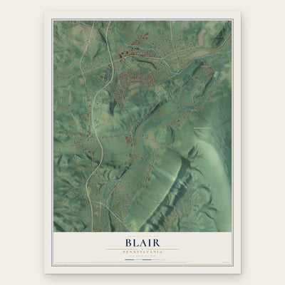Blair, Pennsylvania map print, the full design