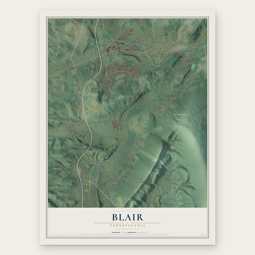 Blair, Pennsylvania map print, the full design