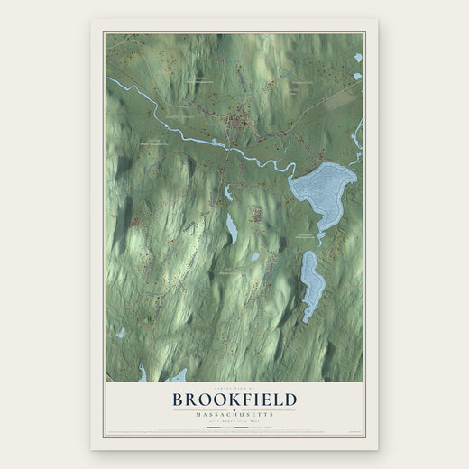 Brookfield, Massachusetts map print, the full design