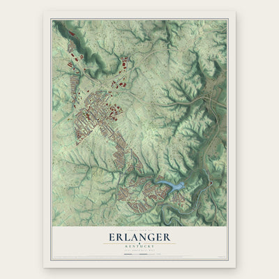 Erlanger, Kentucky map print, the full design