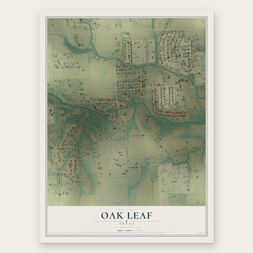 Oak Leaf, Texas map print, the full design
