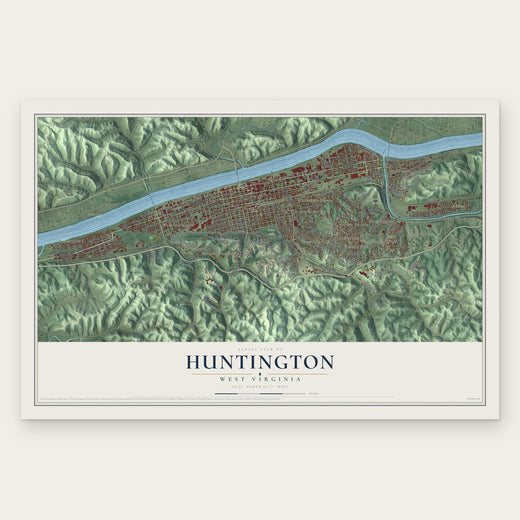 Huntington, West Virginia map print, the full design