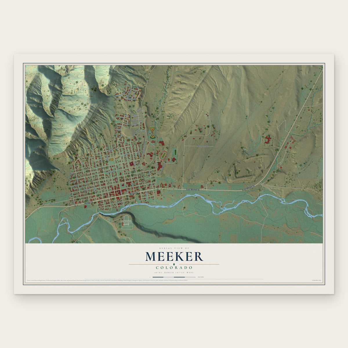 Meeker, Colorado map print, the full design