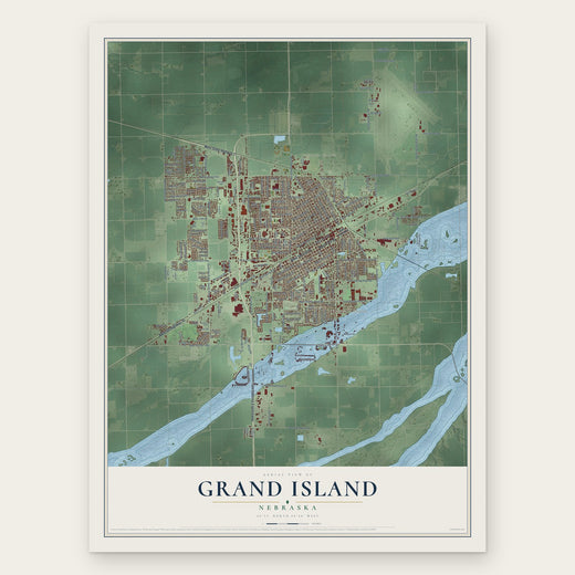Grand Island, Nebraska map print, the full design