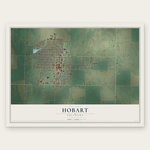 Hobart, Oklahoma map print, the full design