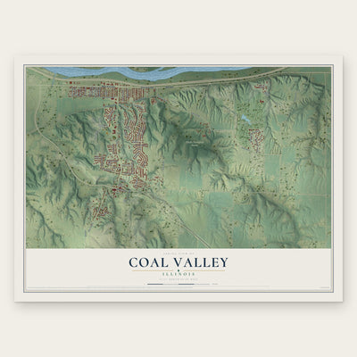 Coal Valley, Illinois map print, the full design