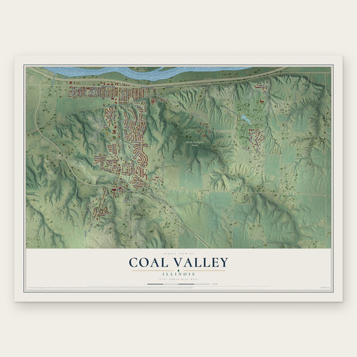 Coal Valley, Illinois map print, the full design