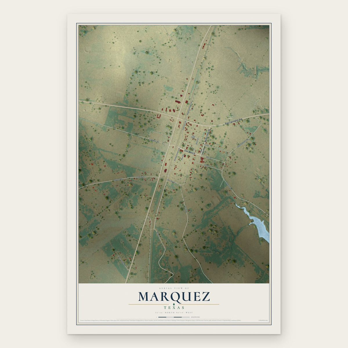 Marquez, Texas map print, the full design