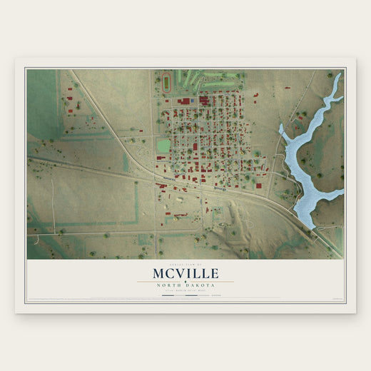 McVille, North Dakota map print, the full design