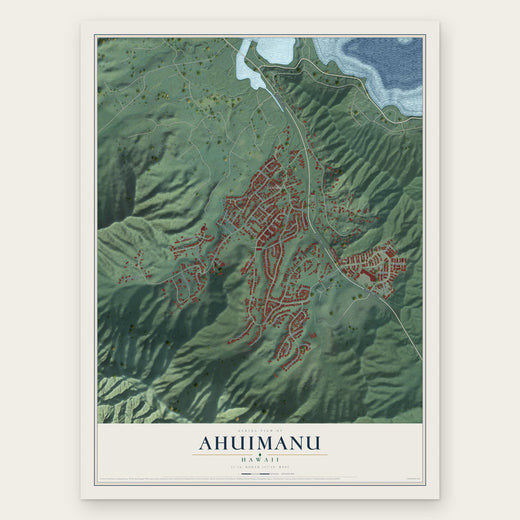 Ahuimanu, Hawaii map print, the full design