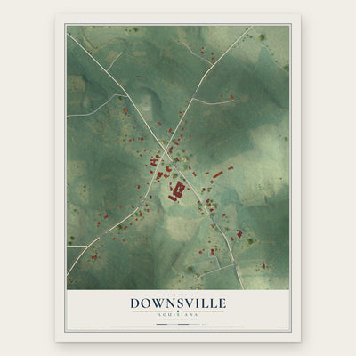 Downsville, Louisiana map print, the full design