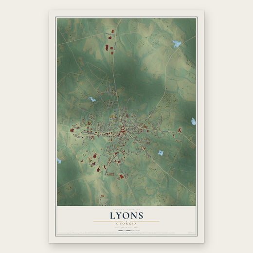 Lyons, Georgia map print, the full design