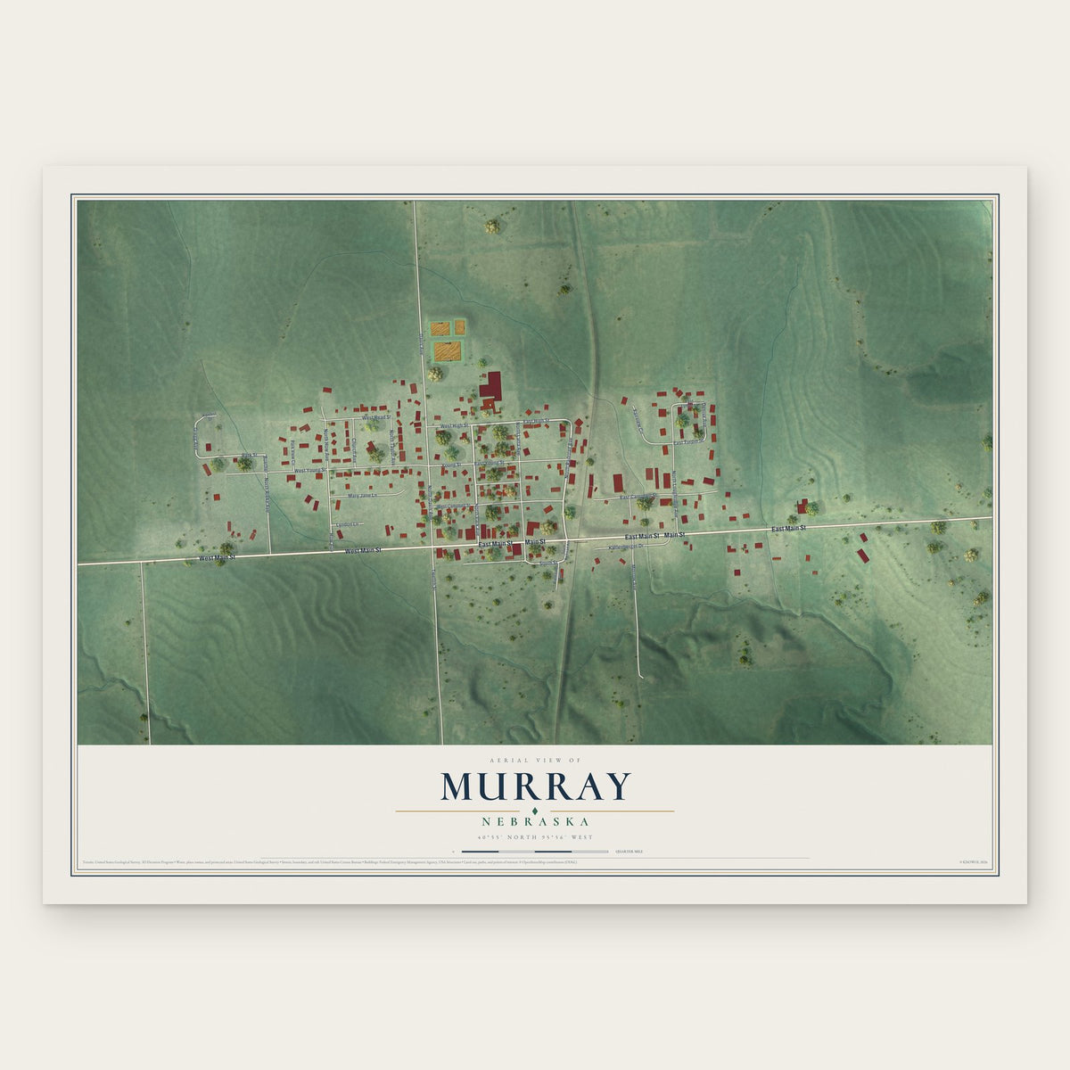 Murray, Nebraska map print, the full design