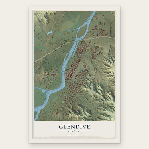 Glendive, Montana map print, the full design
