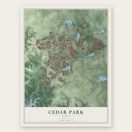 Cedar Park, Texas map print, the full design