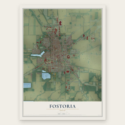 Fostoria, Ohio map print, the full design