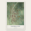 Central City, Illinois map print, the full design