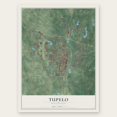 Tupelo, Mississippi map print, the full design