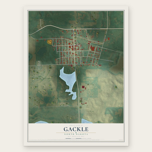 Gackle, North Dakota map print, the full design