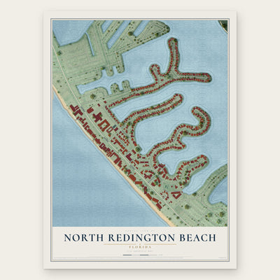 North Redington Beach, Florida map print, the full design