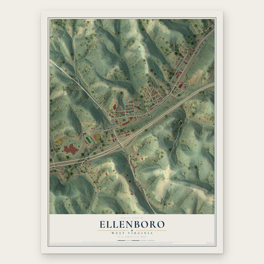 Ellenboro, West Virginia map print, the full design