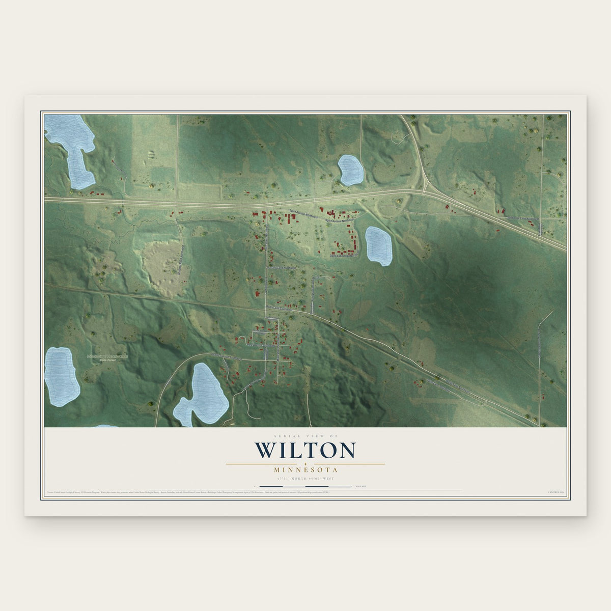 Wilton, Minnesota map print, the full design