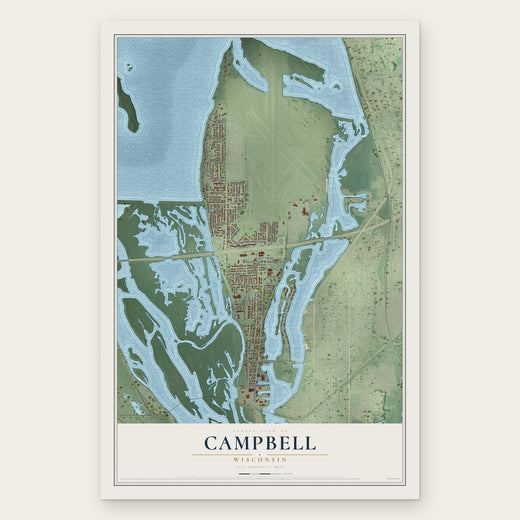 Campbell, Wisconsin map print, the full design