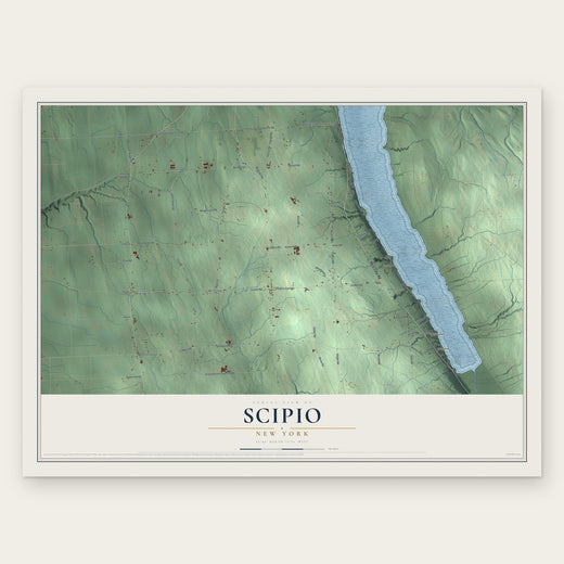 Scipio, New York map print, the full design