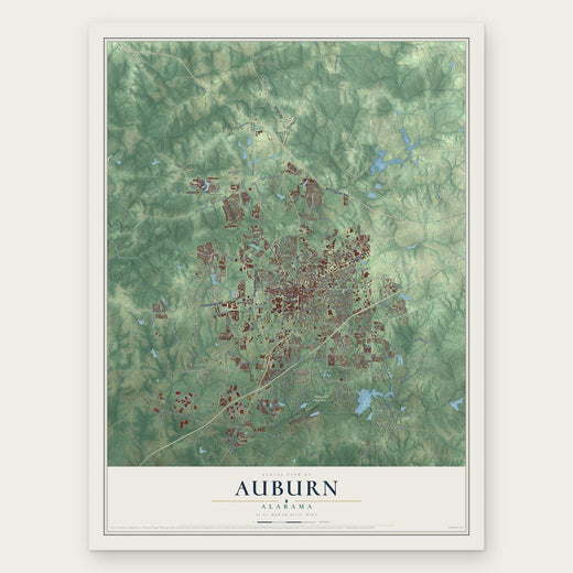 Auburn, Alabama map print, the full design