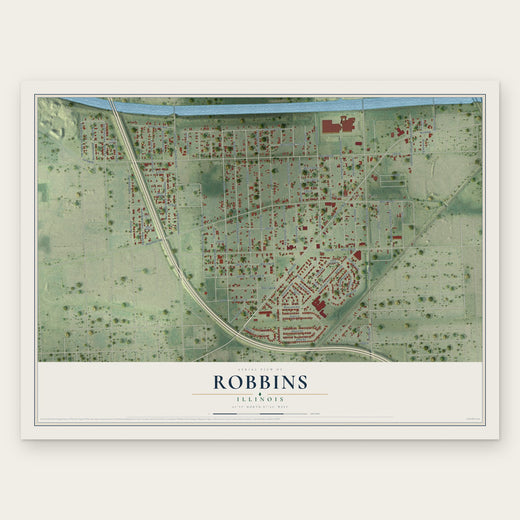 Robbins, Illinois map print, the full design