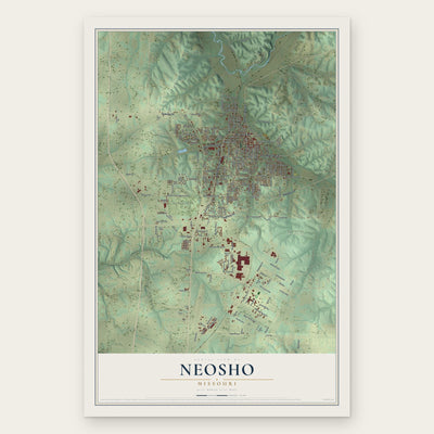 Neosho, Missouri map print, the full design