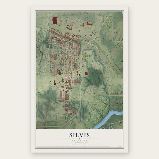 Silvis, Illinois map print, the full design