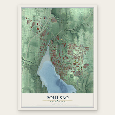 Poulsbo, Washington map print, the full design