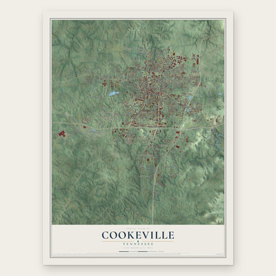 Cookeville, Tennessee map print, the full design