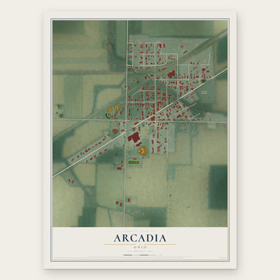 Arcadia, Ohio map print, the full design