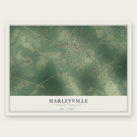 Harleyville, South Carolina map print, the full design