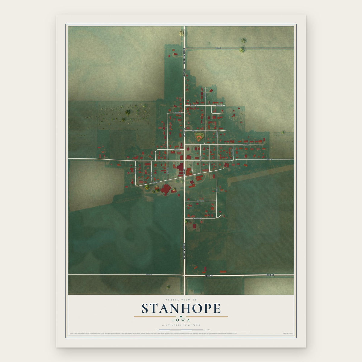 Stanhope, Iowa map print, the full design
