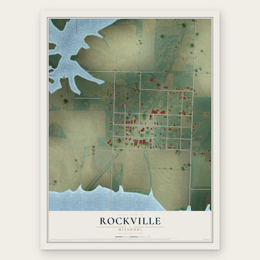 Rockville, Missouri map print, the full design