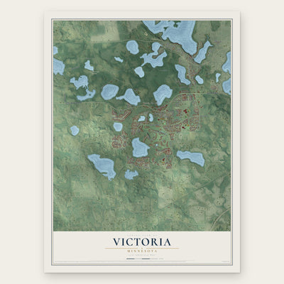 Victoria, Minnesota map print, the full design