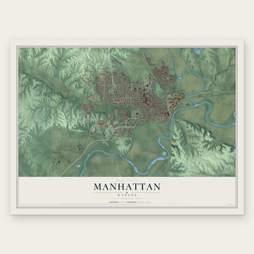 Manhattan, Kansas map print, the full design