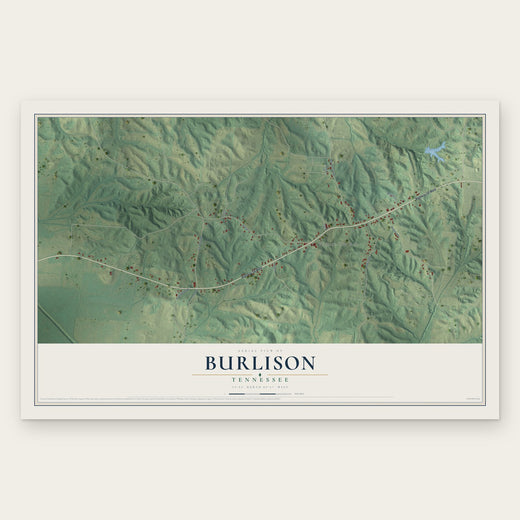 Burlison, Tennessee map print, the full design