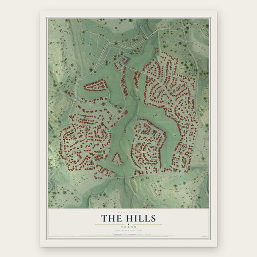 The Hills, Texas map print, the full design