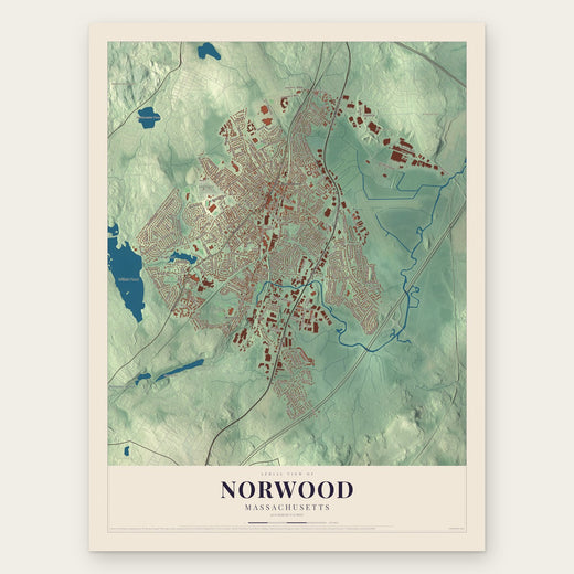 Norwood, Massachusetts map print, the full design