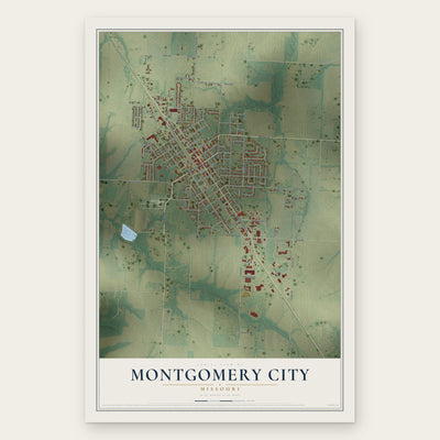 Montgomery City, Missouri map print, the full design