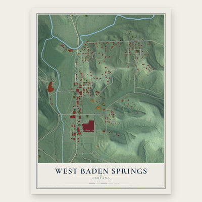 West Baden Springs, Indiana map print, the full design