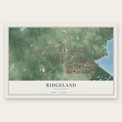 Ridgeland, Mississippi map print, the full design