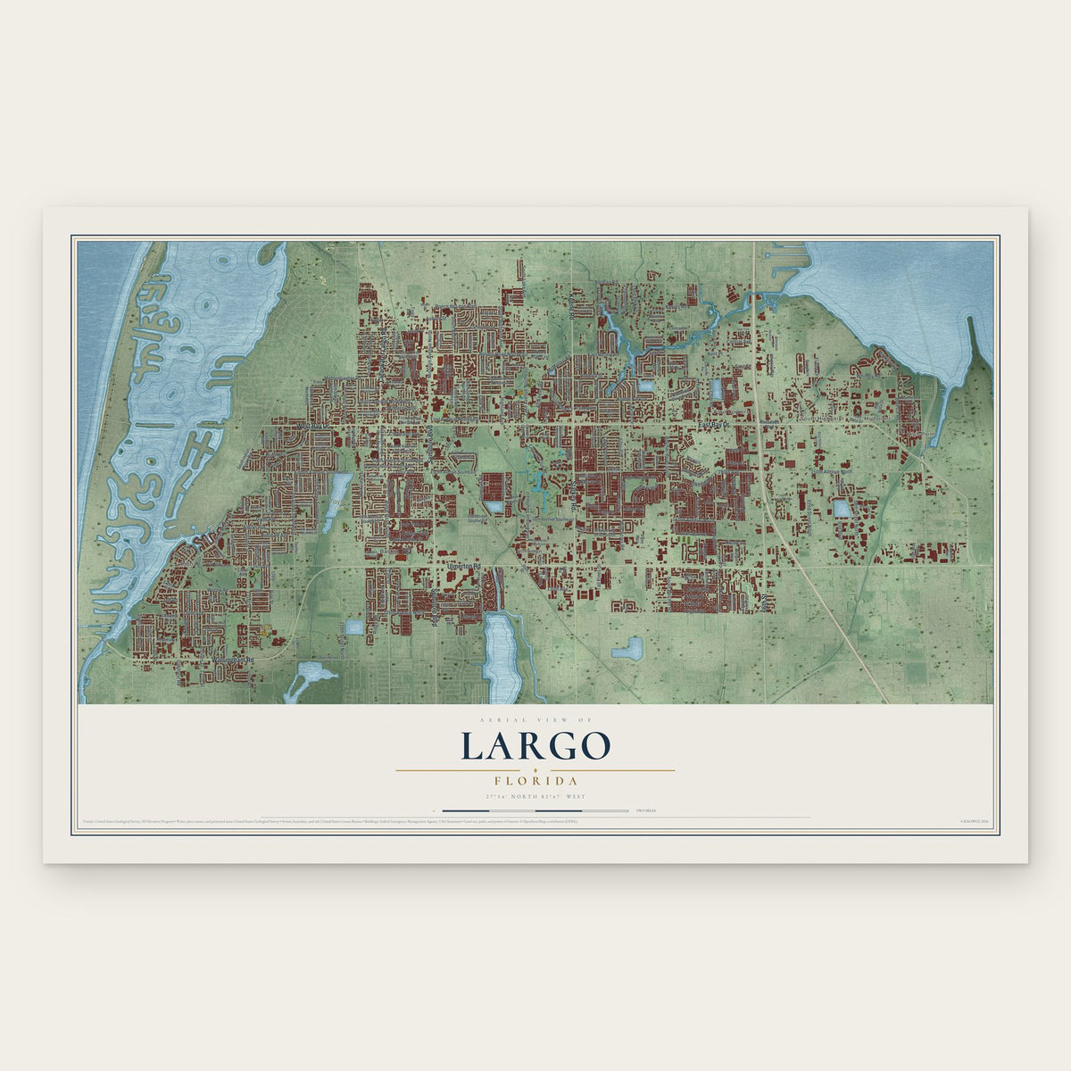 Largo, Florida map print, the full design