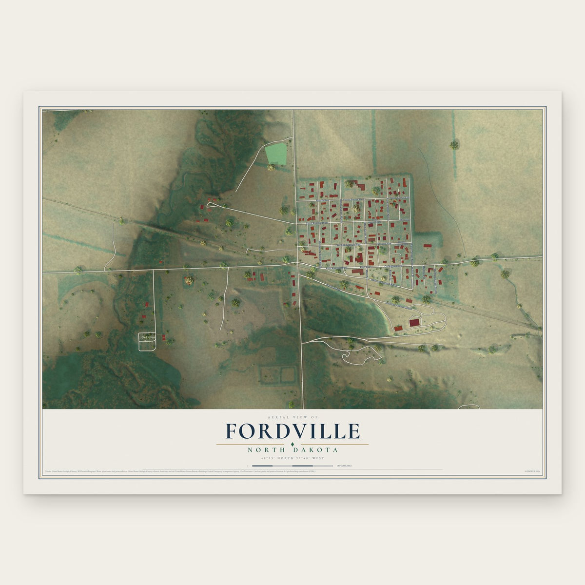 Fordville, North Dakota map print, the full design